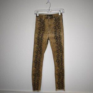 Zara Python Snake Pants Jeans Sz 2 Stretchy High Rise Skinny Ankle Grunge Rock